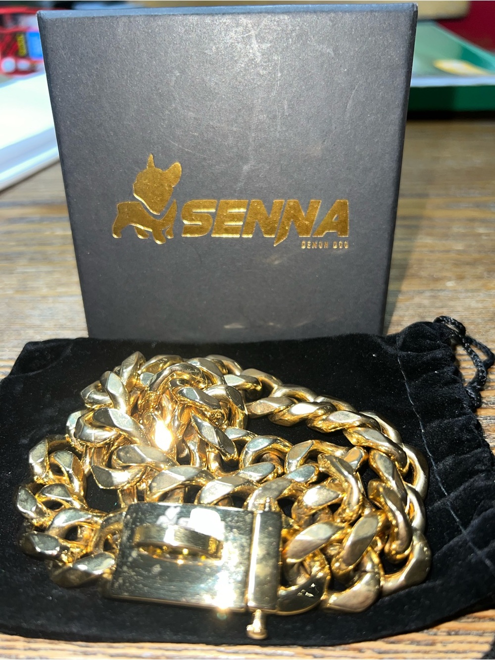Demon Dog Senna Gold plated Cuban Link Dog Chain - Gently Used